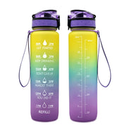 Motivational Time Marker Water Bottle -1L BPA-Free with Straw