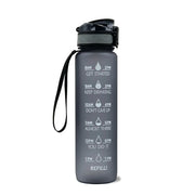 Motivational Time Marker Water Bottle -1L BPA-Free with Straw
