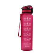 Motivational Time Marker Water Bottle -1L BPA-Free with Straw