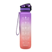 Motivational Time Marker Water Bottle -1L BPA-Free with Straw