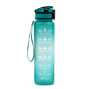 Motivational Time Marker Water Bottle -1L BPA-Free with Straw