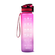 Motivational Time Marker Water Bottle -1L BPA-Free with Straw