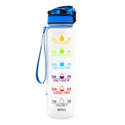 Motivational Time Marker Water Bottle -1L BPA-Free with Straw